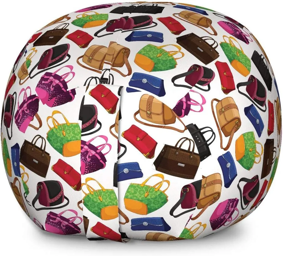 Ambesonne Fashion Storage Toy Bag Chair, Rhythmic Clutch Pouch Handbag Statement Bags Motifs Complementary Accessories Print, Stuffed Animal Organizer Washable Bag, Large Size, Multicolor