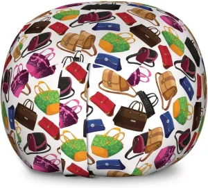 Ambesonne Fashion Storage Toy Bag Chair, Rhythmic Clutch Pouch Handbag Statement Bags Motifs Complementary Accessories Print, Stuffed Animal Organizer Washable Bag, Large Size, Multicolor