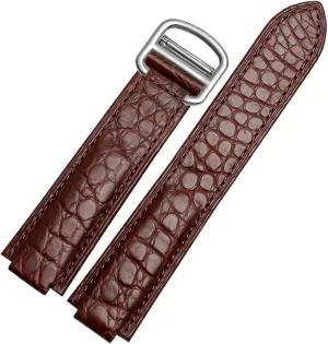 American Crocodile Leather Watch Strap Suitable for Cartier Blue Balloon Convex Leather Strap 18 20mm Men and Women Black (Color : 10mm Gold Clasp, Size : 18-11mm)