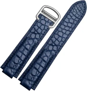 American Crocodile Leather Watch Strap Suitable for Cartier Blue Balloon Convex Leather Strap 18 20mm Men and Women Black (Color : 10mm Gold Clasp, Size : 18-11mm)