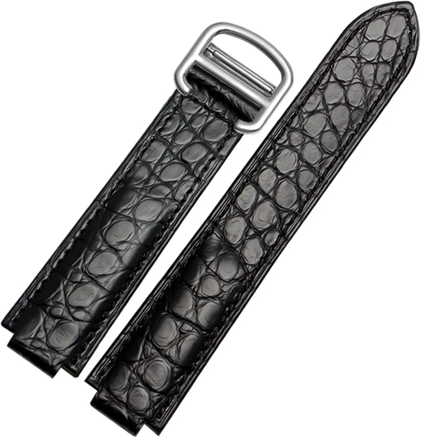 American Crocodile Leather Watch Strap Suitable for Cartier Blue Balloon Convex Leather Strap 18 20mm Men and Women Black (Color : 10mm Gold Clasp, Size : 20-12mm)