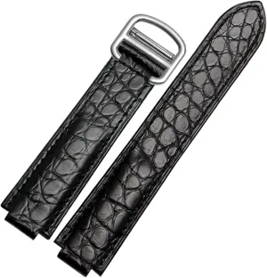 American Crocodile Leather Watch Strap Suitable for Cartier Blue Balloon Convex Leather Strap 18 20mm Men and Women Black (Color : 10mm Gold Clasp, Size : 20-12mm)