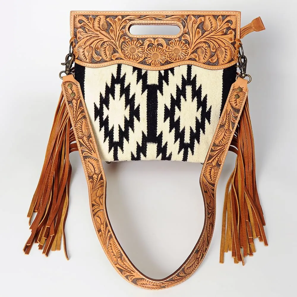 American Darling ADBGS146A Clutch Hand Tooled Hair On Genuine Leather Women Bag Western Handbag Purse
