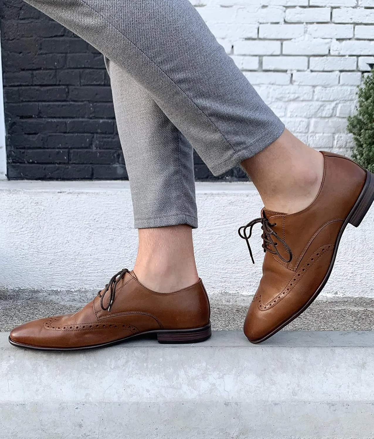Andre | Genuine Leather Dress Shoes | Men's Wingtip Oxford Shoes | Lace Up Dress Shoes | Low Heels | TPR Sole | Casual Comfortable Shoes