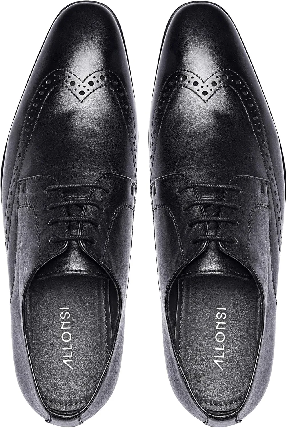 Andre | Genuine Leather Dress Shoes | Men's Wingtip Oxford Shoes | Lace Up Dress Shoes | Low Heels | TPR Sole | Casual Comfortable Shoes