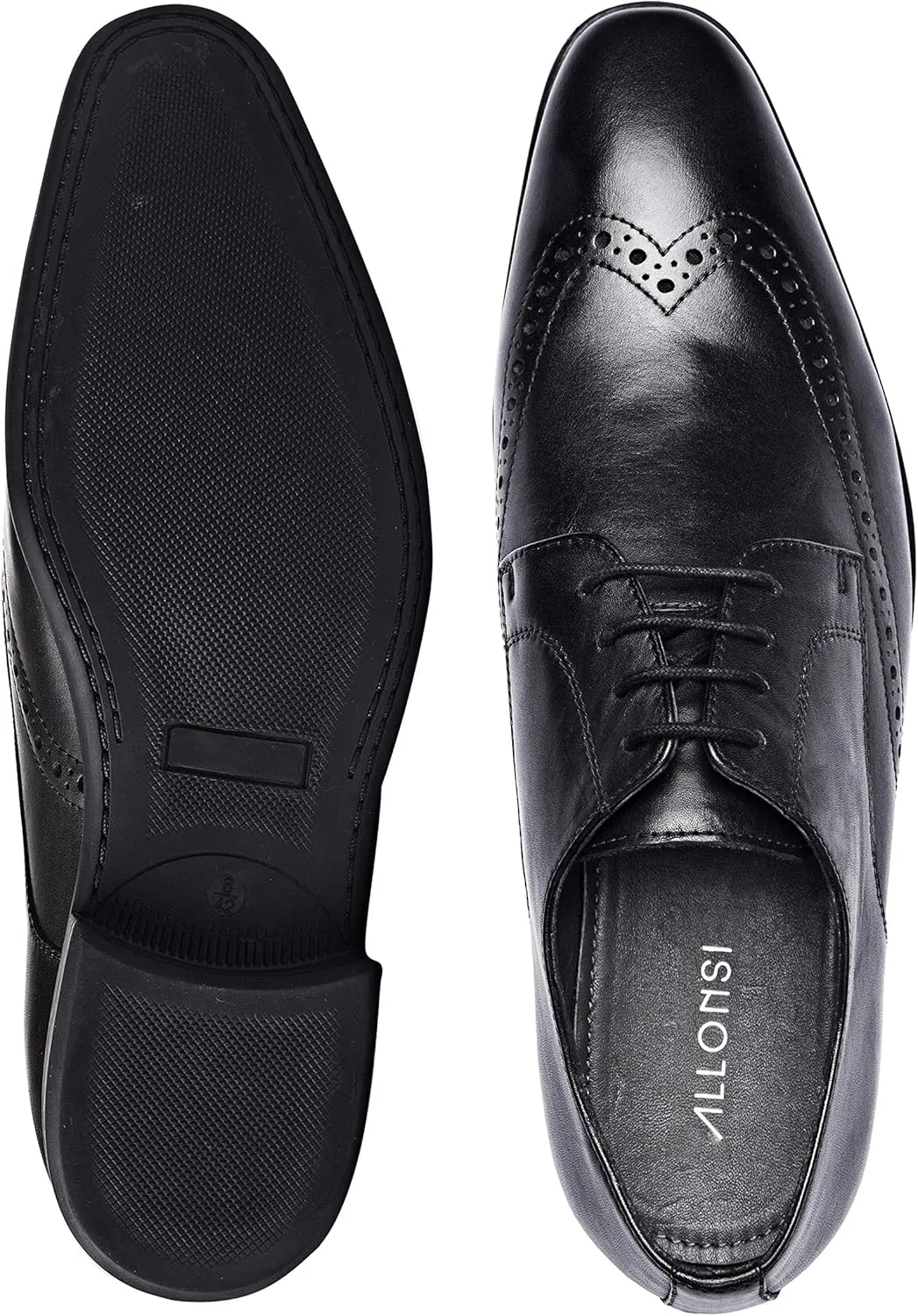Andre | Genuine Leather Dress Shoes | Men's Wingtip Oxford Shoes | Lace Up Dress Shoes | Low Heels | TPR Sole | Casual Comfortable Shoes