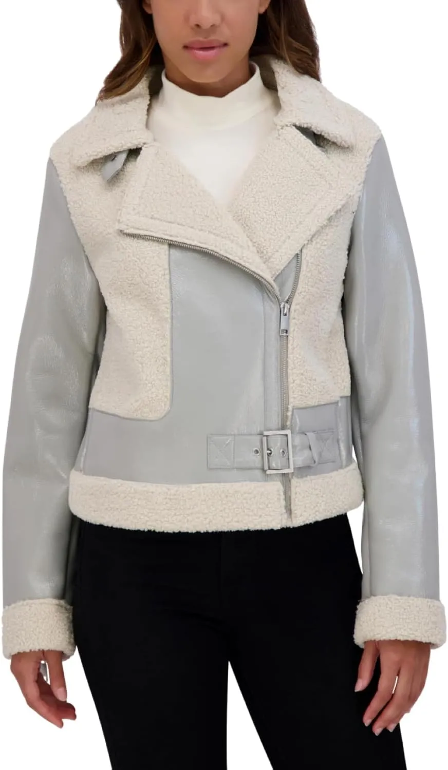 Andrew Marc Women's Moto Faux Patent Leather Jacket