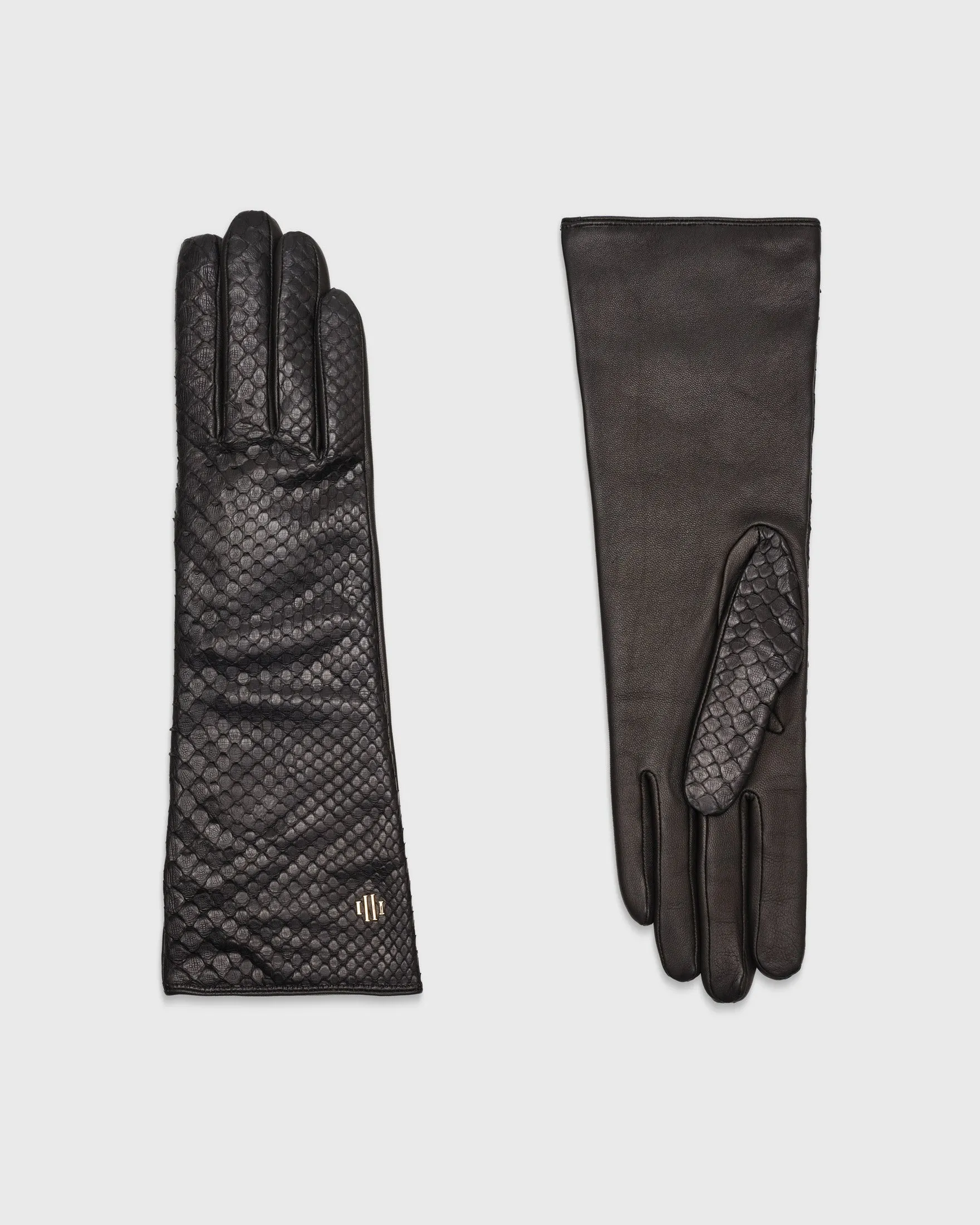 Anne Black Python Gloves