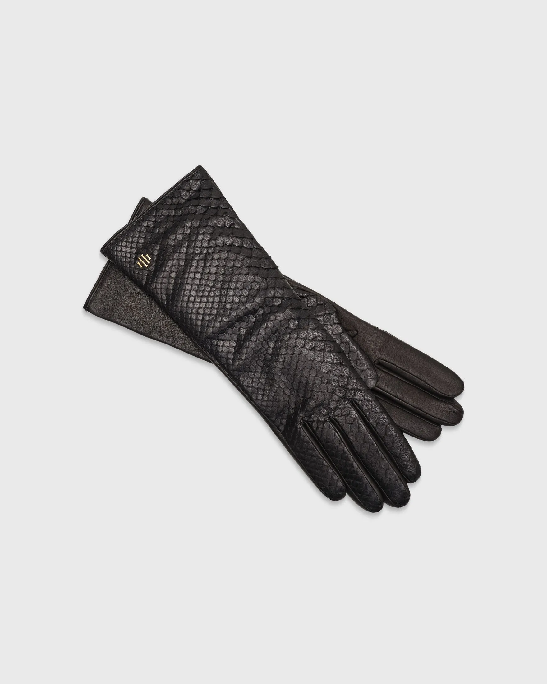 Anne Black Python Gloves