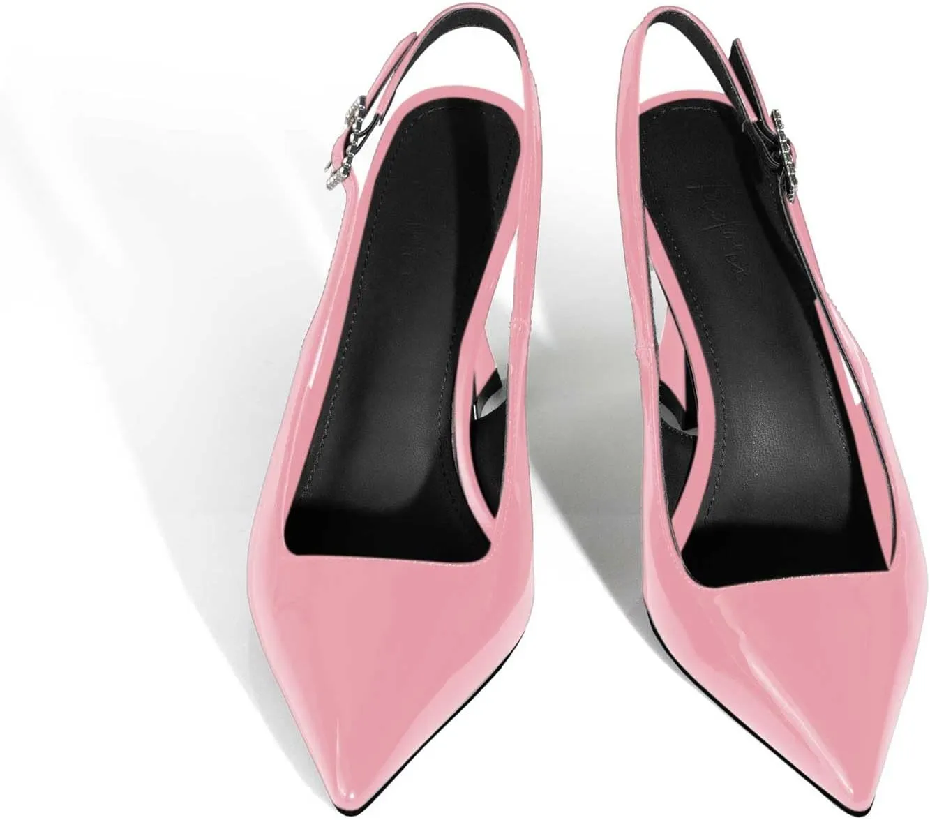 anteikira Women's Closed Toe High Spool Heel Buckle Slingback Pumps Patent Leather Stiletto Heels Fashion Wedding Party Evening Prom Heels for Women