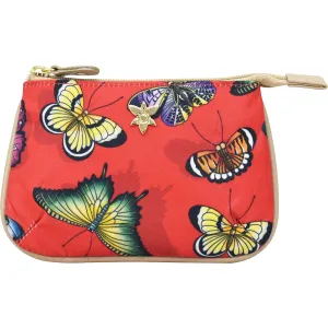 Anuschka Zip Travel Pouch Butterfly Heaven Ruby Fabric/Leather