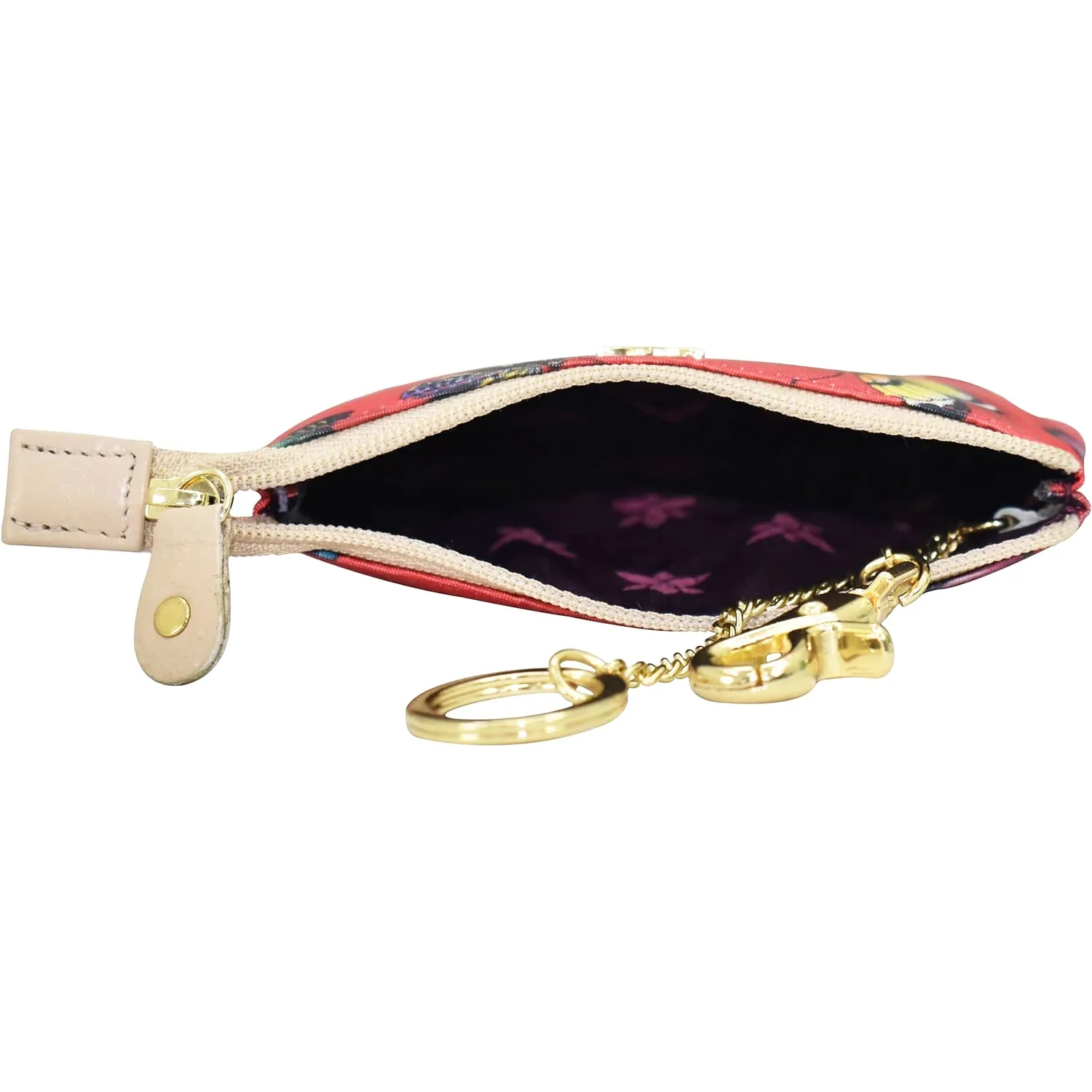 Anuschka Zip Travel Pouch Butterfly Heaven Ruby Fabric/Leather