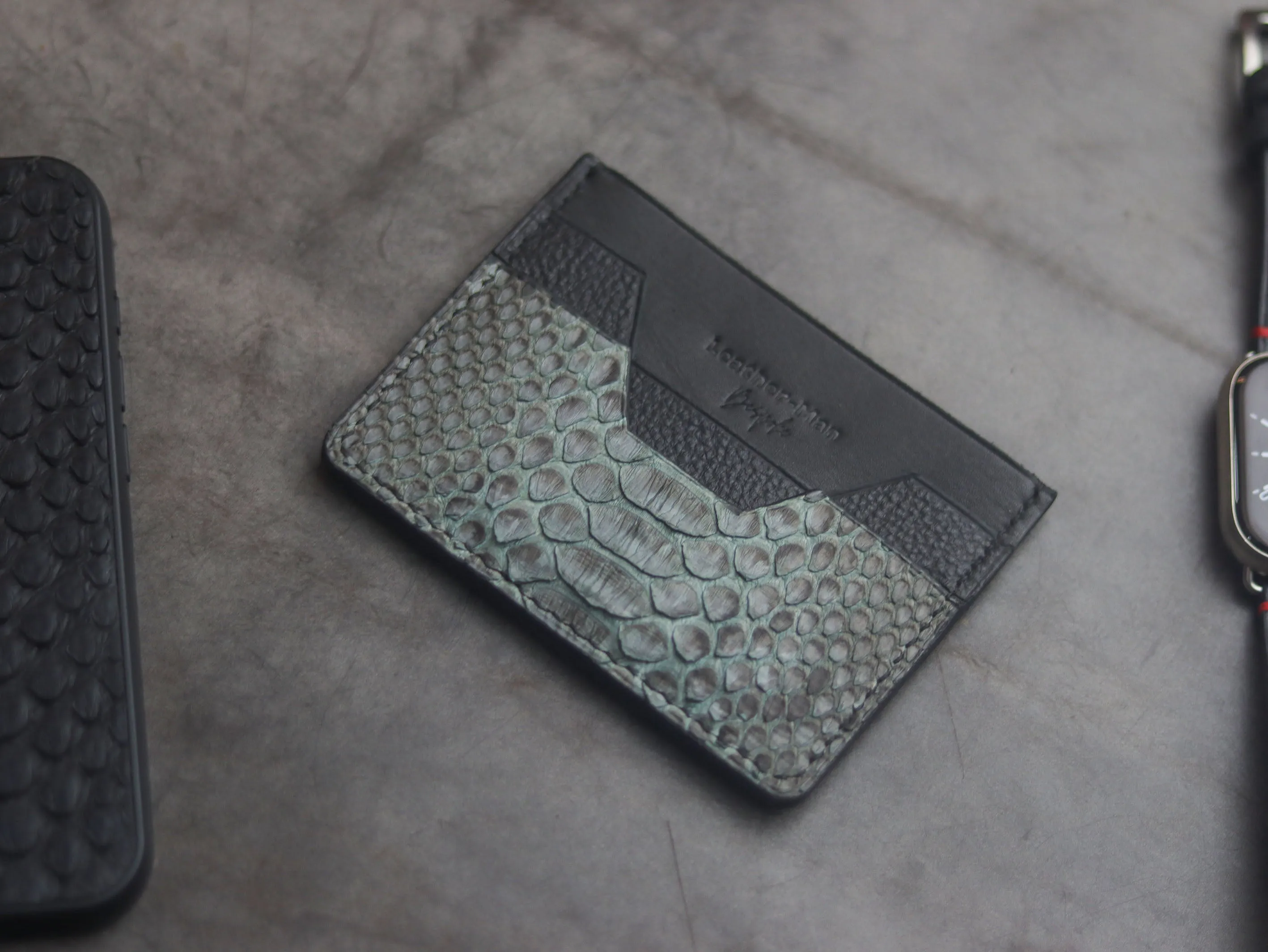 AUGUSTUS - MINIMAL WALLET IRIDIUM GREY PYTHON SKIN