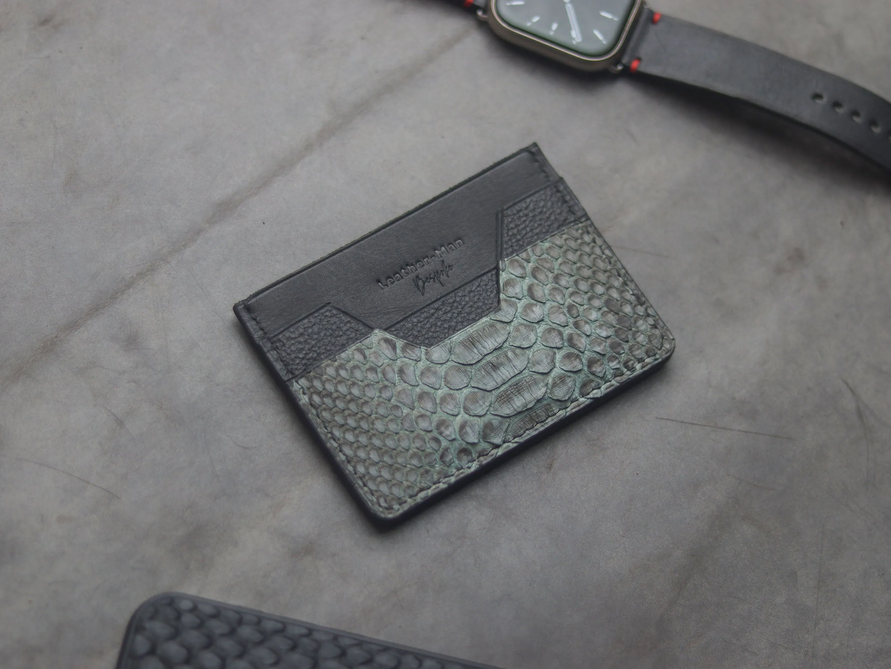AUGUSTUS - MINIMAL WALLET IRIDIUM GREY PYTHON SKIN