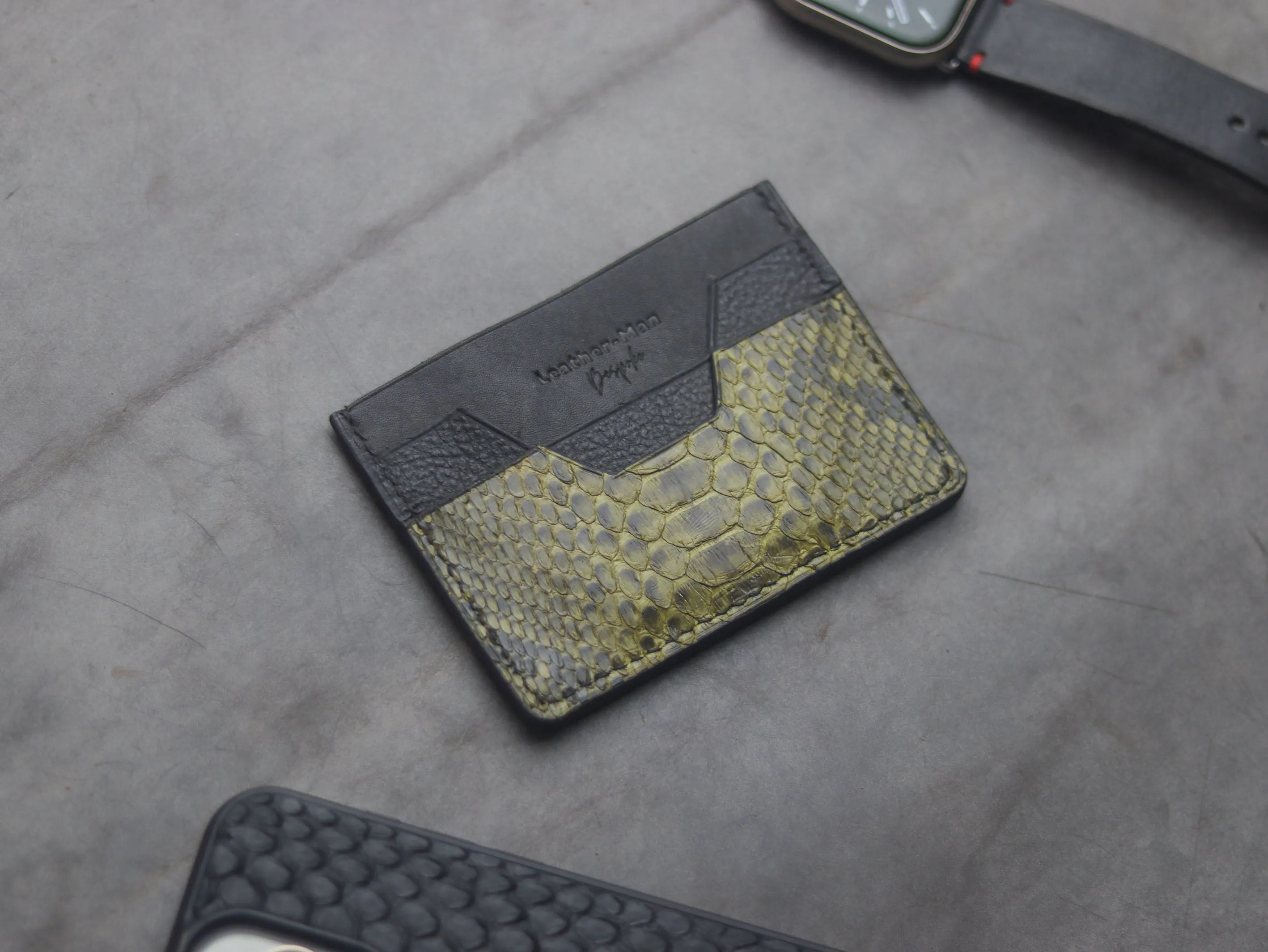 AUGUSTUS - MINIMAL WALLET JUNIPER GREEN PYTHON SKIN