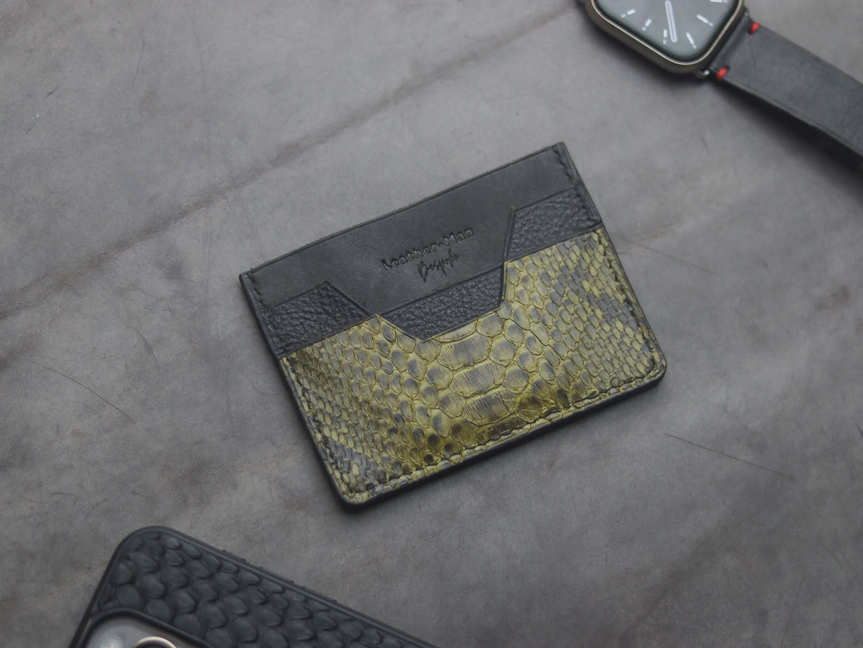 AUGUSTUS - MINIMAL WALLET JUNIPER GREEN PYTHON SKIN