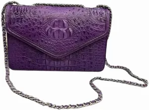 Authentic Alligator Leather Women's Chain Strap Envelop Bag Genuine Crocodile Skin Lady Single Shoulder Bag Female Purse