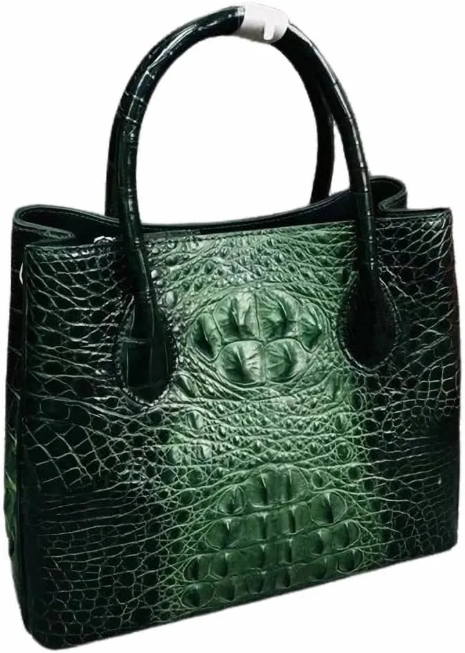 Authentic Alligator Skin Female Purse Lady Three-way Green Handbag Genuine Crocodile Leather Women's Single Shoulder Bag