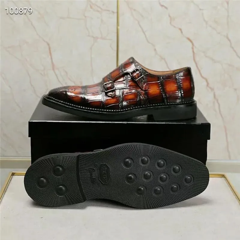 Authentic Real True Crocodile Belly Skin Men's Colorful Dress Shoes Genuine Alligator Leather Handmade Male Party Brogue Shoes