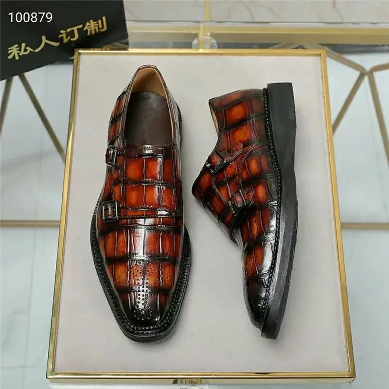 Authentic Real True Crocodile Belly Skin Men's Colorful Dress Shoes Genuine Alligator Leather Handmade Male Party Brogue Shoes