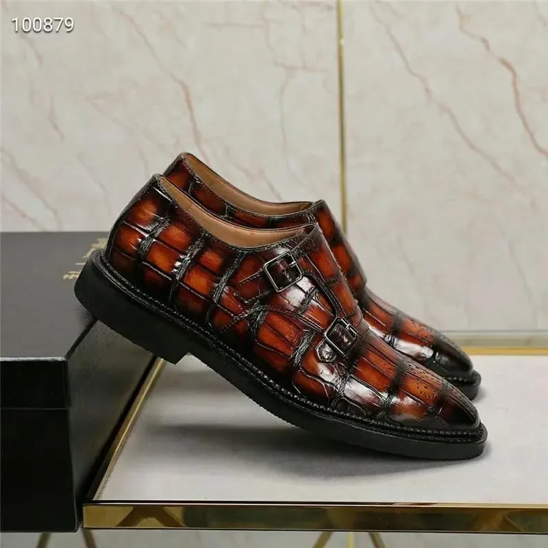 Authentic Real True Crocodile Belly Skin Men's Colorful Dress Shoes Genuine Alligator Leather Handmade Male Party Brogue Shoes