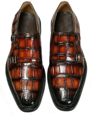 Authentic Real True Crocodile Belly Skin Men's Colorful Dress Shoes Genuine Alligator Leather Handmade Male Party Brogue Shoes
