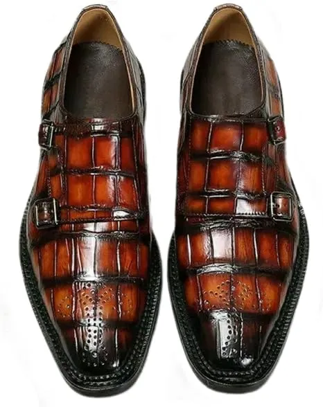 Authentic Real True Crocodile Belly Skin Men's Colorful Dress Shoes Genuine Alligator Leather Handmade Male Party Brogue Shoes
