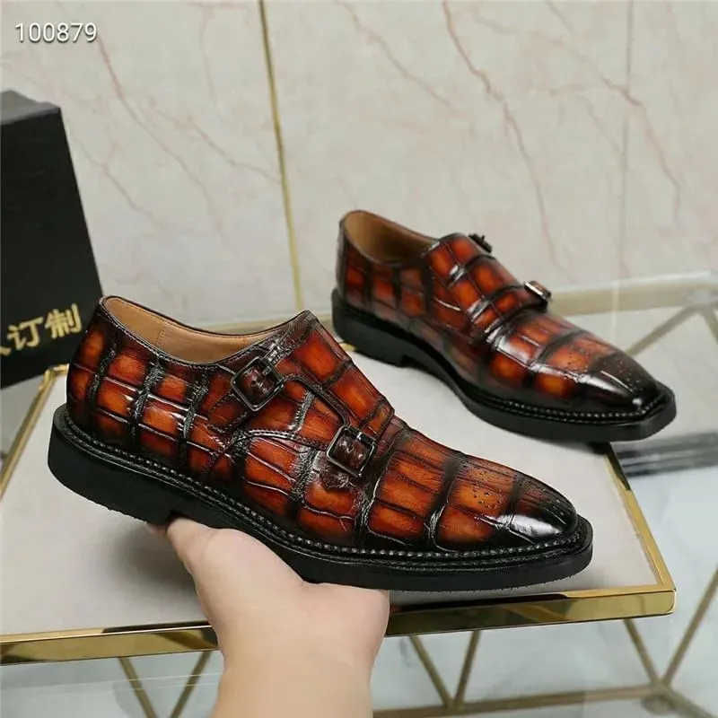 Authentic Real True Crocodile Belly Skin Men's Colorful Dress Shoes Genuine Alligator Leather Handmade Male Party Brogue Shoes