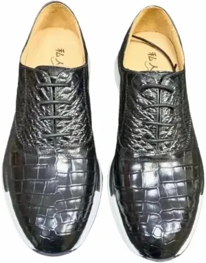 Authentic Real True Crocodile Skin Men's Casual Walking Sneakers Genuine Exotic Alligator Leather Male Lace-up Lightweight Shoes