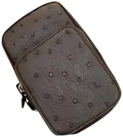 Authentic Real True Ostrich Skin Men's Arm Package Mini Wrist Bag Exotic Genuine Leather Male Casual Small ZIP Phone Case Bag
