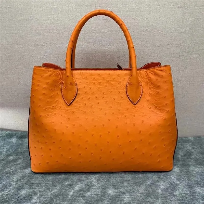 Authentic Real True Ostrich Skin Women's Totes Female Handbag Genuine Exotic Leather Lady Working Purse Large Shoulder Bag