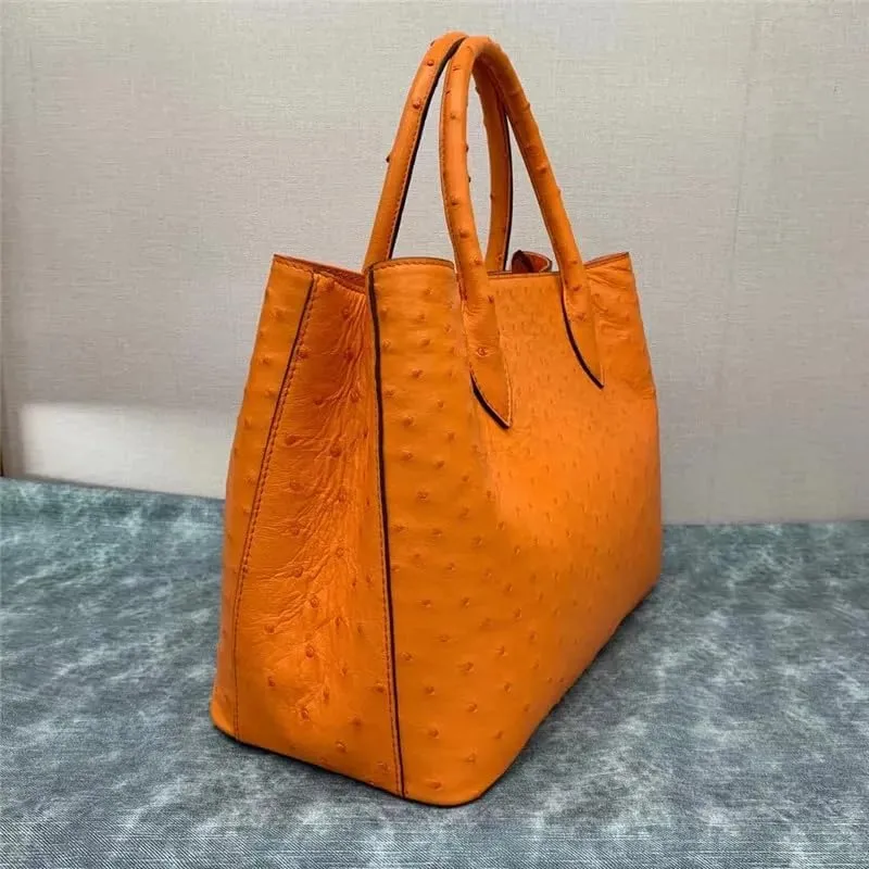Authentic Real True Ostrich Skin Women's Totes Female Handbag Genuine Exotic Leather Lady Working Purse Large Shoulder Bag