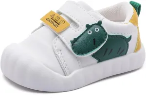 Baby Toddler Shoes with Cartoon Patterns - Soft Leather Upper & Non-Slip Rubber Sole Unisex Walking Shoes for 6-24 Months