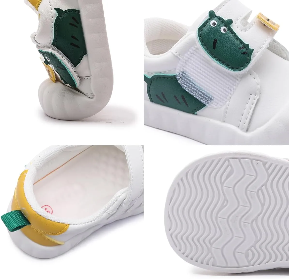 Baby Toddler Shoes with Cartoon Patterns - Soft Leather Upper & Non-Slip Rubber Sole Unisex Walking Shoes for 6-24 Months