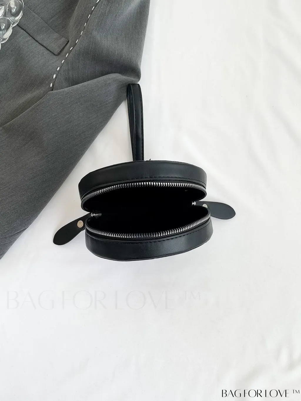 BagForLove - Compact Rivet Studded Round Mini Hand-held Bag for Small Essentials Like Coins and Lipsticks