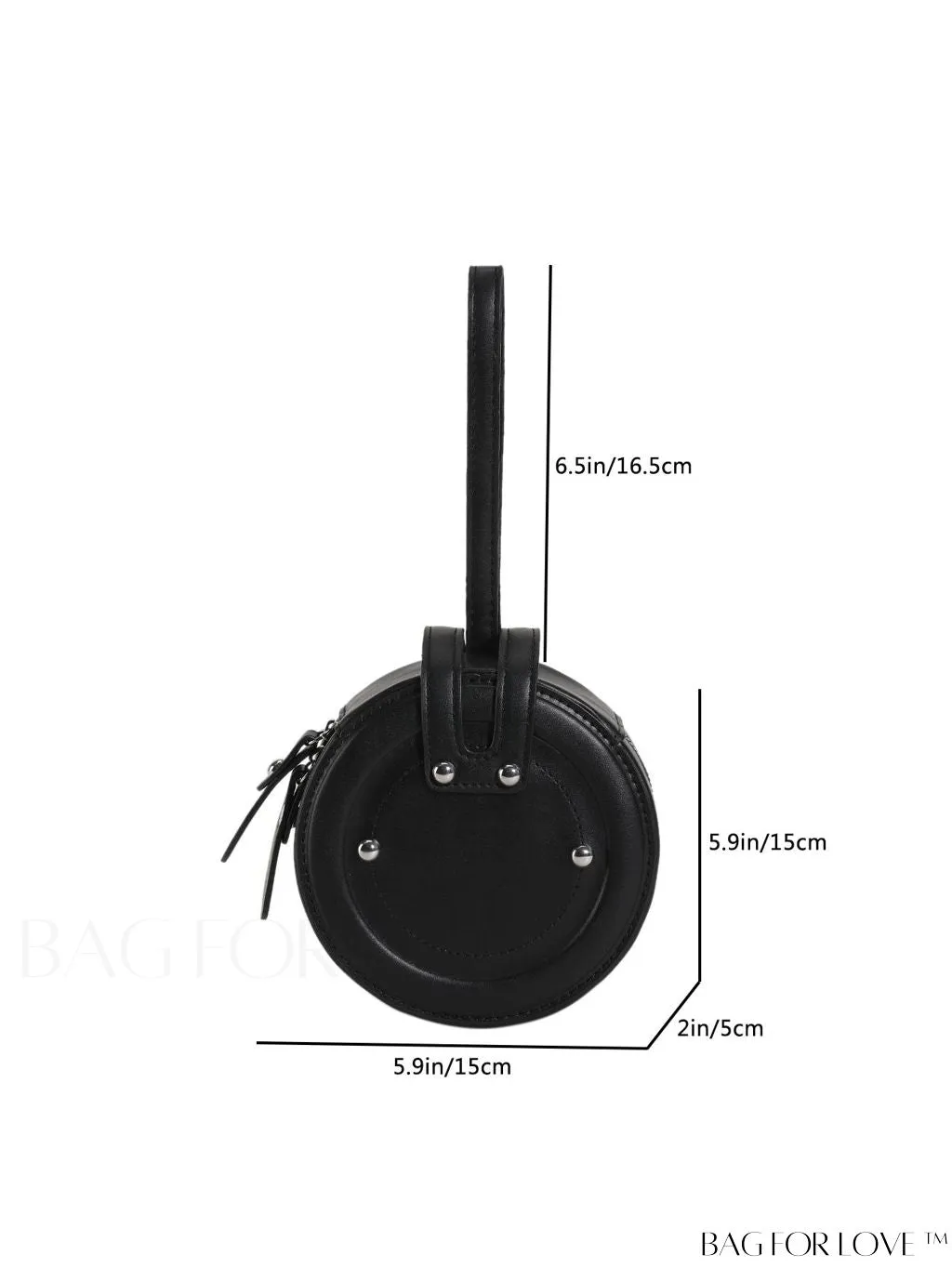 BagForLove - Compact Rivet Studded Round Mini Hand-held Bag for Small Essentials Like Coins and Lipsticks
