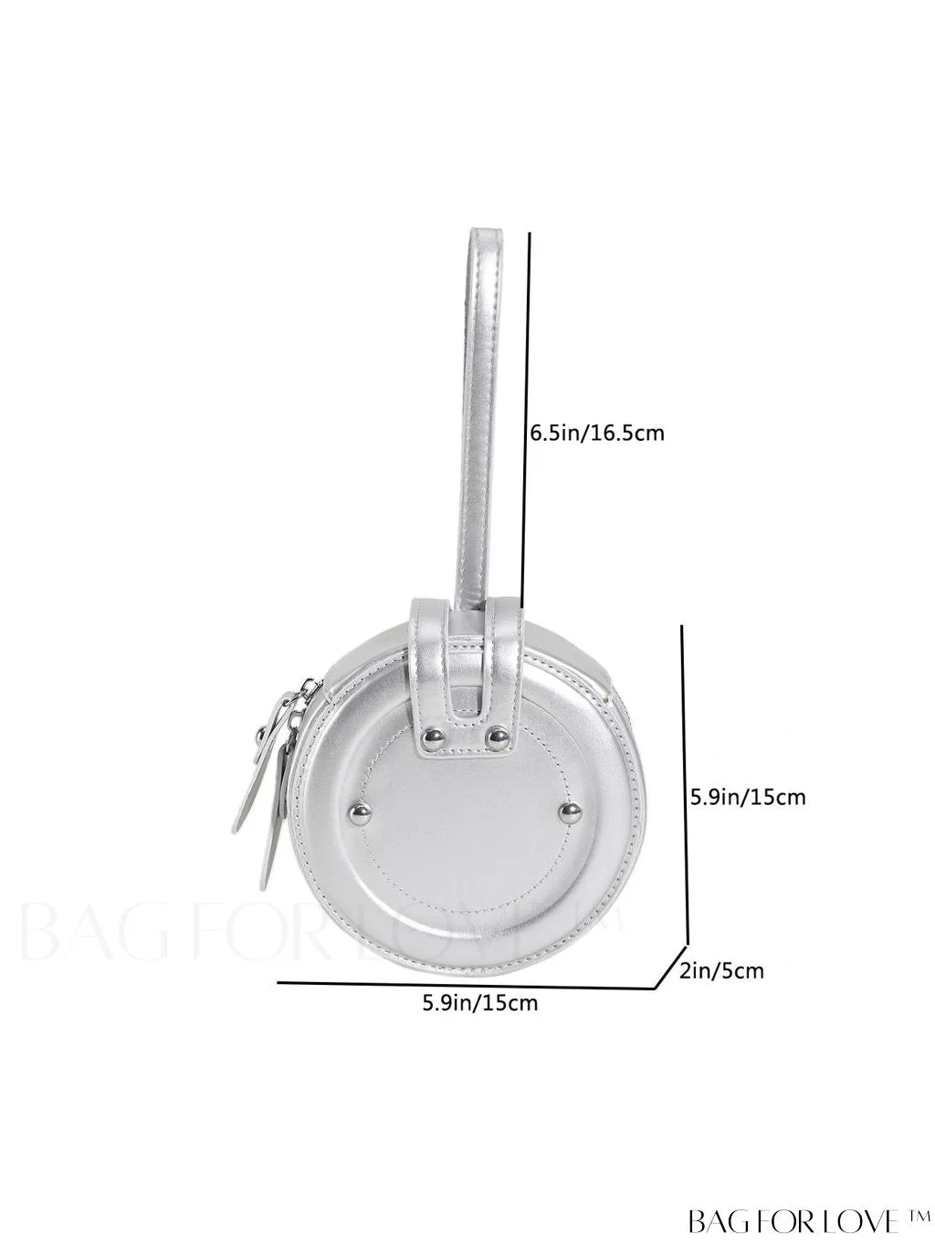 BagForLove - Compact Rivet Studded Round Mini Hand-held Bag for Small Essentials Like Coins and Lipsticks
