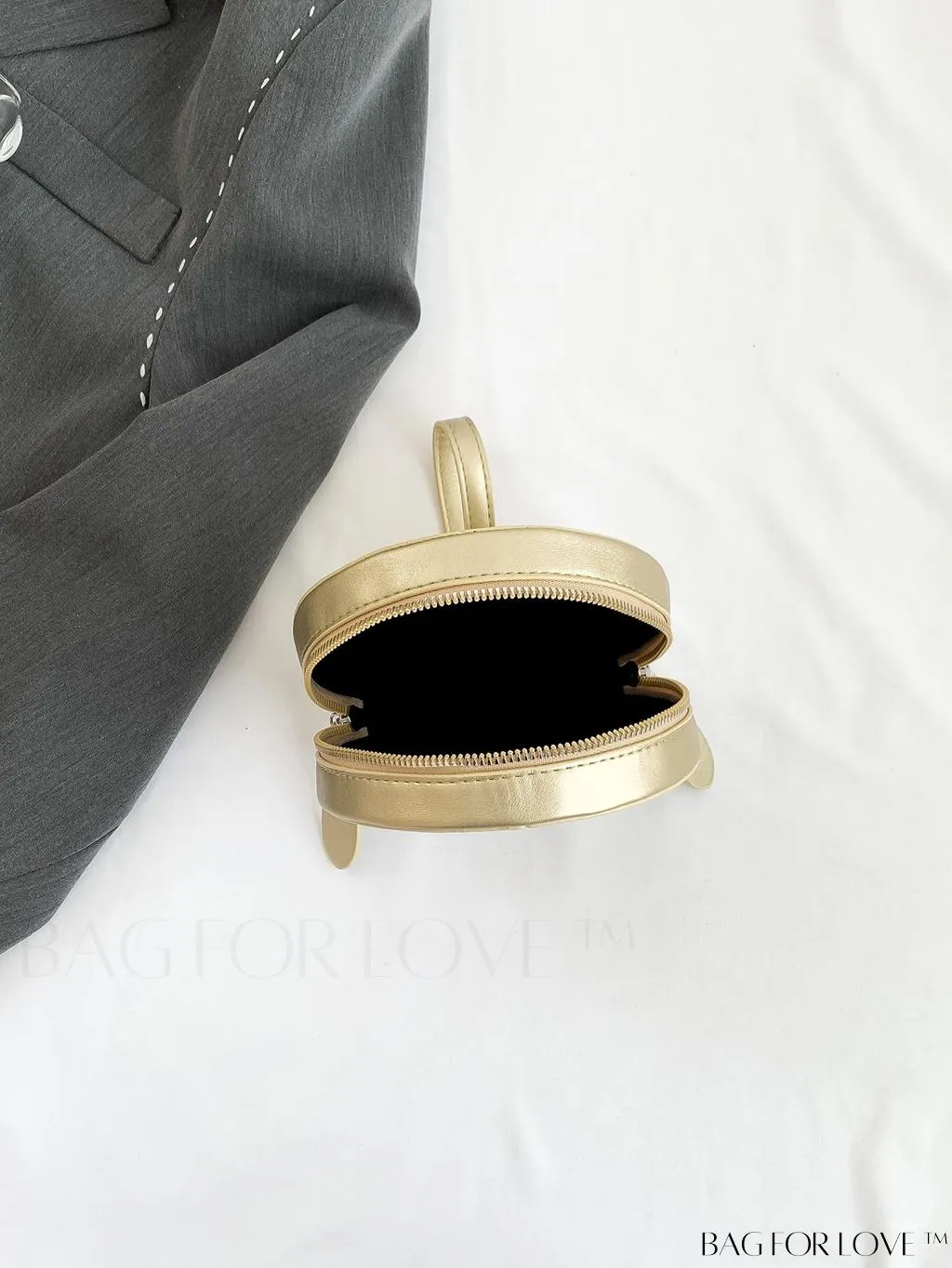 BagForLove - Compact Rivet Studded Round Mini Hand-held Bag for Small Essentials Like Coins and Lipsticks