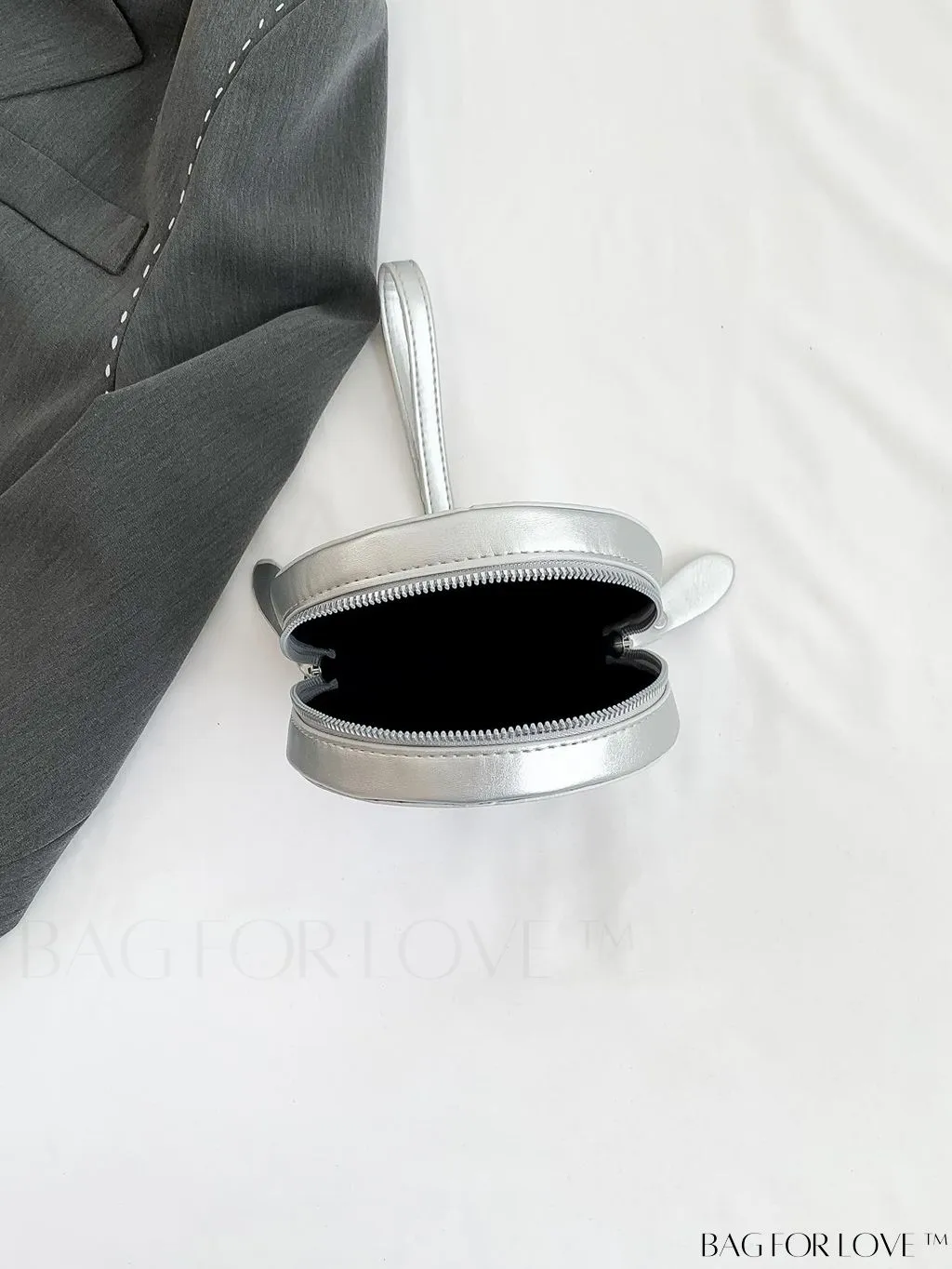 BagForLove - Compact Rivet Studded Round Mini Hand-held Bag for Small Essentials Like Coins and Lipsticks