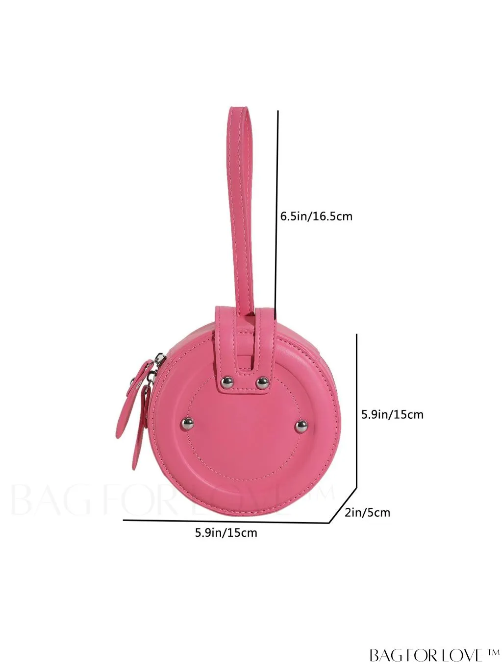 BagForLove - Compact Rivet Studded Round Mini Hand-held Bag for Small Essentials Like Coins and Lipsticks