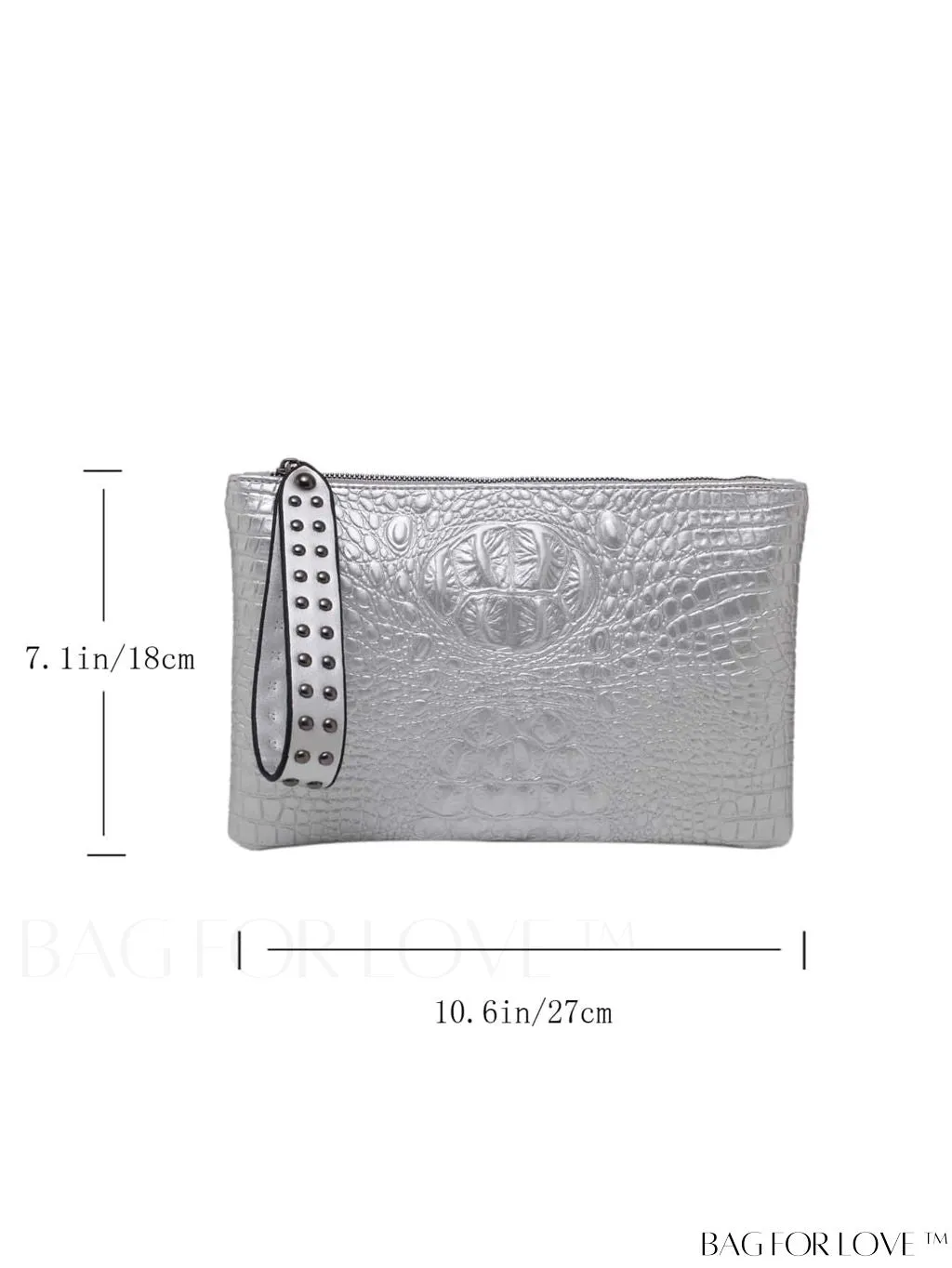 BagForLove - Funky PU Square Bag with Studded Decor, Houndstooth Embossed, Zipper Closure, Wristlet Included