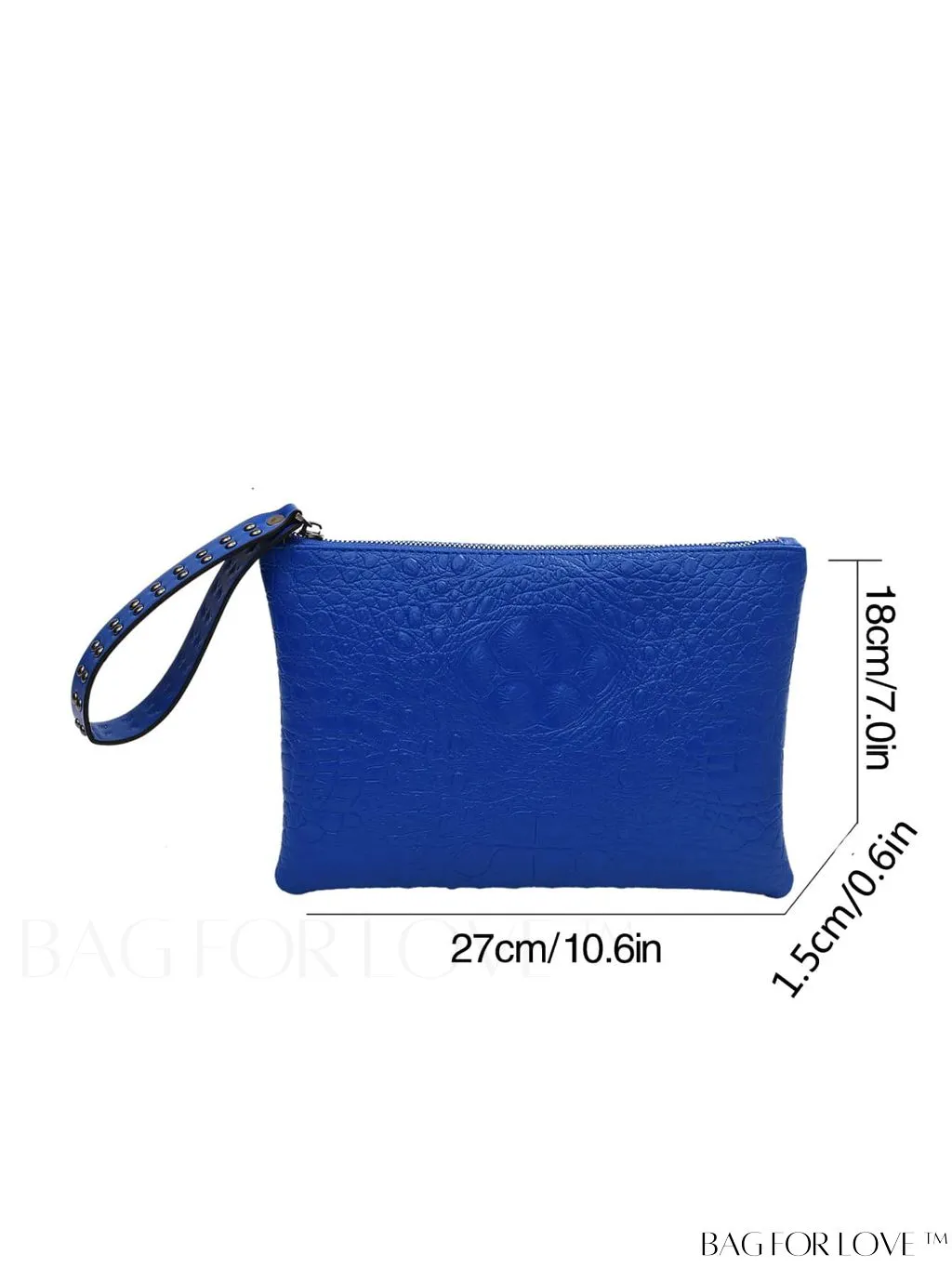 BagForLove - Funky PU Square Bag with Studded Decor, Houndstooth Embossed, Zipper Closure, Wristlet Included