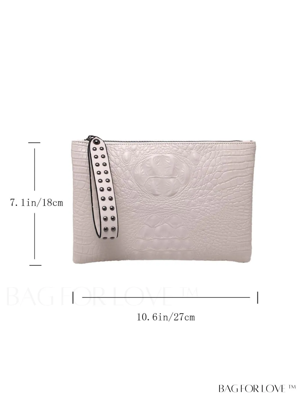 BagForLove - Funky PU Square Bag with Studded Decor, Houndstooth Embossed, Zipper Closure, Wristlet Included