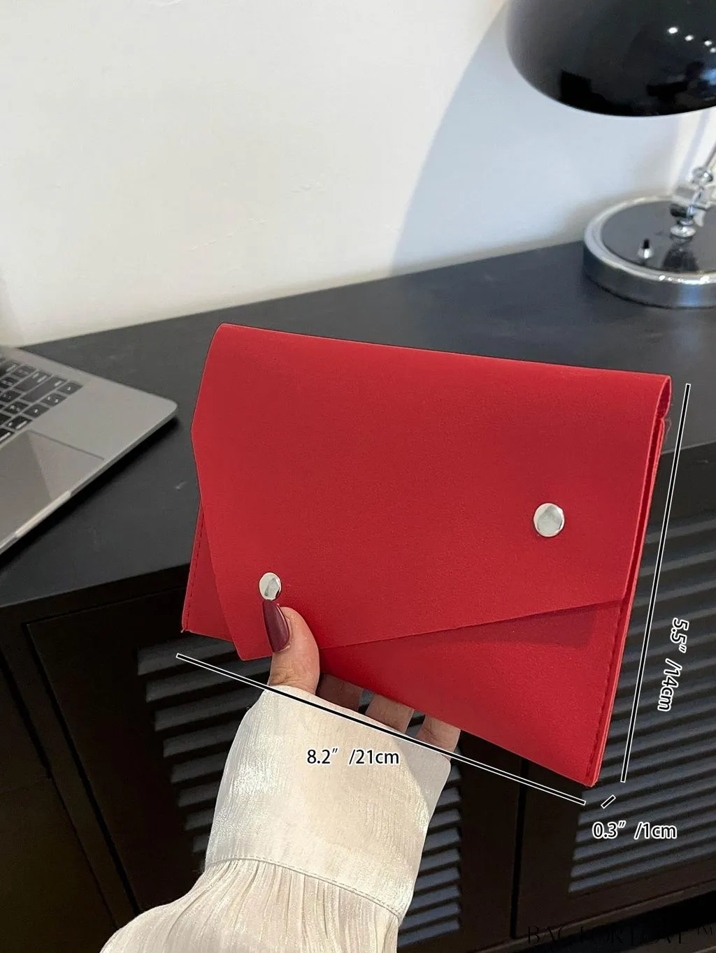 BagForLove - Stylish Studded Envelope Clutch Bag - Chic Solid Color Design