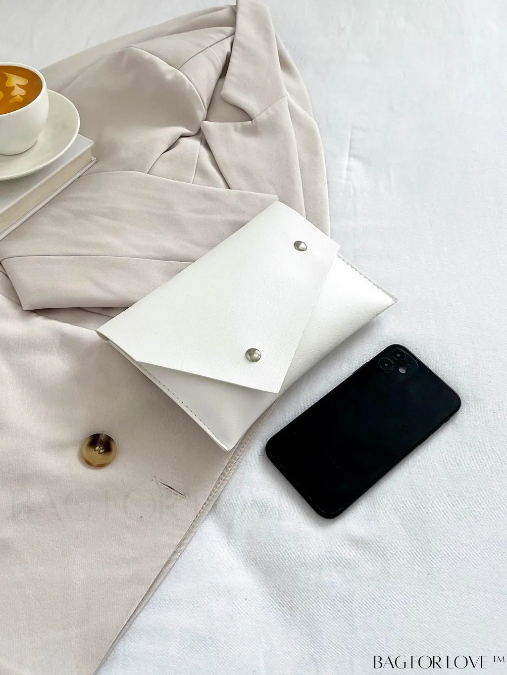 BagForLove - Stylish Studded Envelope Clutch: Fashionable Solid Color Bag for Any Occasion