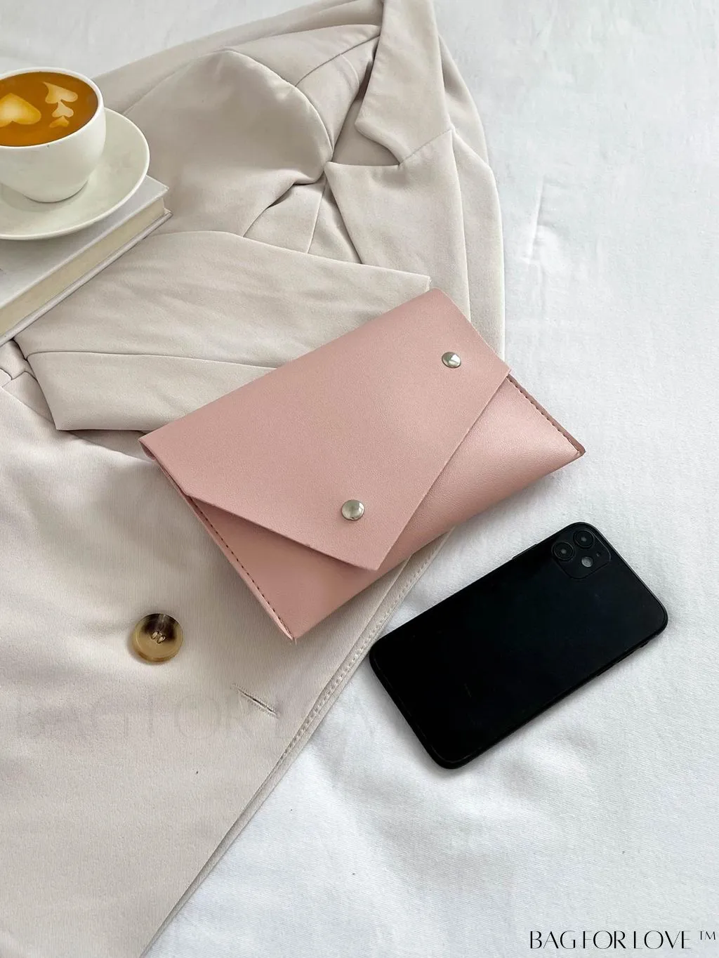 BagForLove - Stylish Studded Envelope Clutch: Fashionable Solid Color Bag for Any Occasion