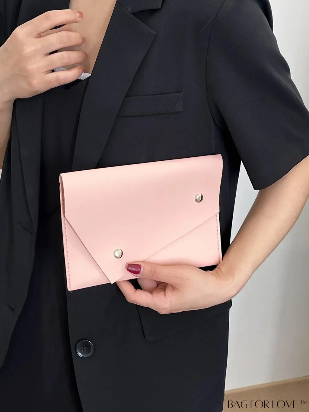 BagForLove - Stylish Studded Envelope Clutch: Fashionable Solid Color Bag for Any Occasion