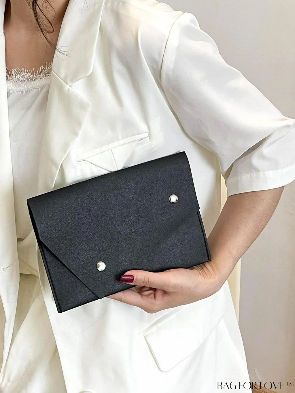 BagForLove - Stylish Studded Envelope Clutch: Fashionable Solid Color Bag for Any Occasion