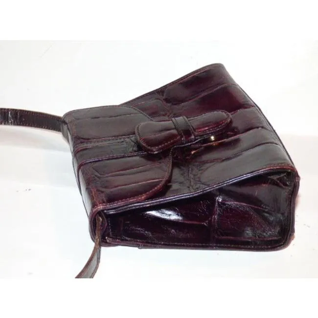 Bally Vintage Pursesdesigner Purses Crocodile Embossed Maroon Leather Cross Body Bag