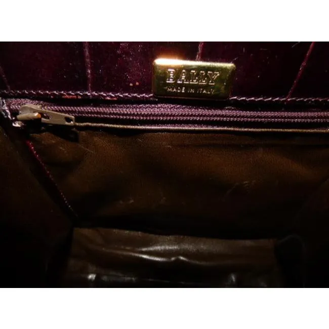 Bally Vintage Pursesdesigner Purses Crocodile Embossed Maroon Leather Cross Body Bag